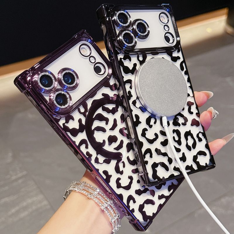 Custodia magnetica per iPhone 17 con stampa leopardata, per 16 Pro Max, 15 Plus, 14Pro, trasparente, morbida._voghion.com