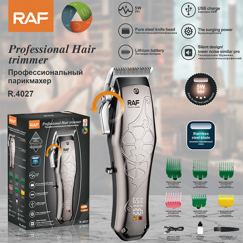 RAF New Hair - Juego de afeitadora multifunción con empujador eléctrico R.4027_voghion.com