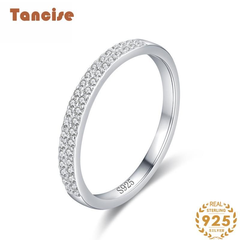 Tancise Classic Zircon Silver Ring Ladies Jewelry Wedding Promise Party Gift_voghion.com