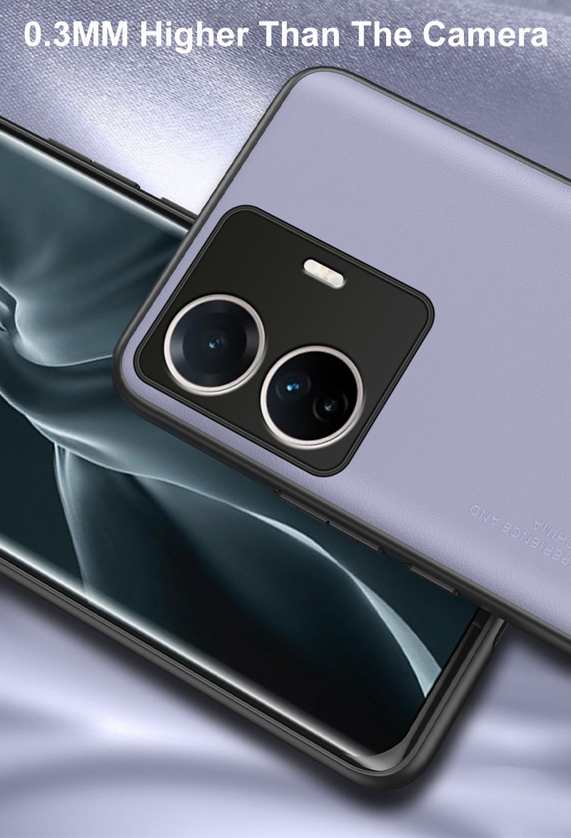 Luxe leren telefoonhoesje voor Vivo T1 Pro 5G Achterkant Matte siliconen volledige camerabescherming Hoesje voor Vivo T2 T2X T1X C_voghion.com