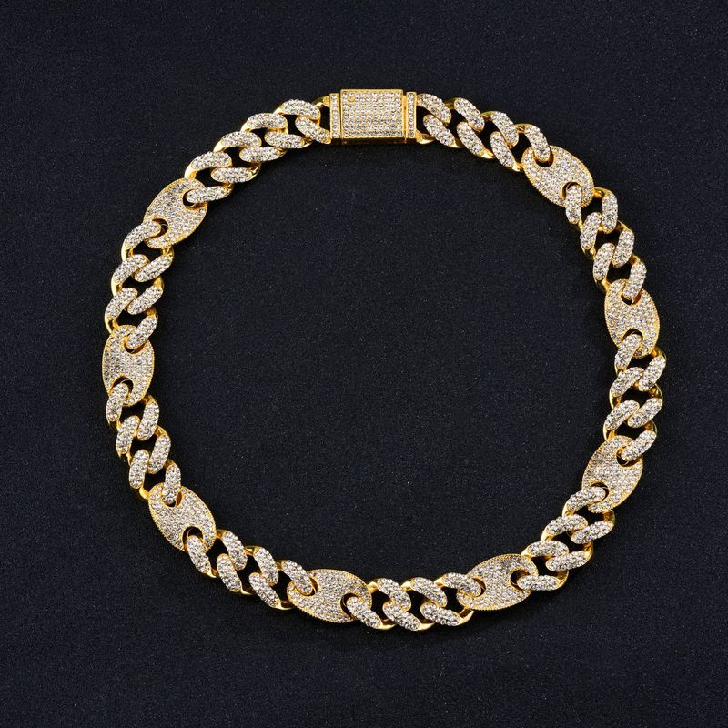 Bahar Küba zincir moda trendi tasarım hip hop kolye 15mm çinko alaşımlı yapay elmas kolye takı_voghion.com