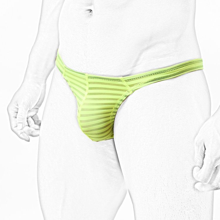 LuvBox Men's Striped Thong T-Pants Ice Silk Low Waist Sexy Fun Underwear For Men Revealing Buttocks_voghion.com