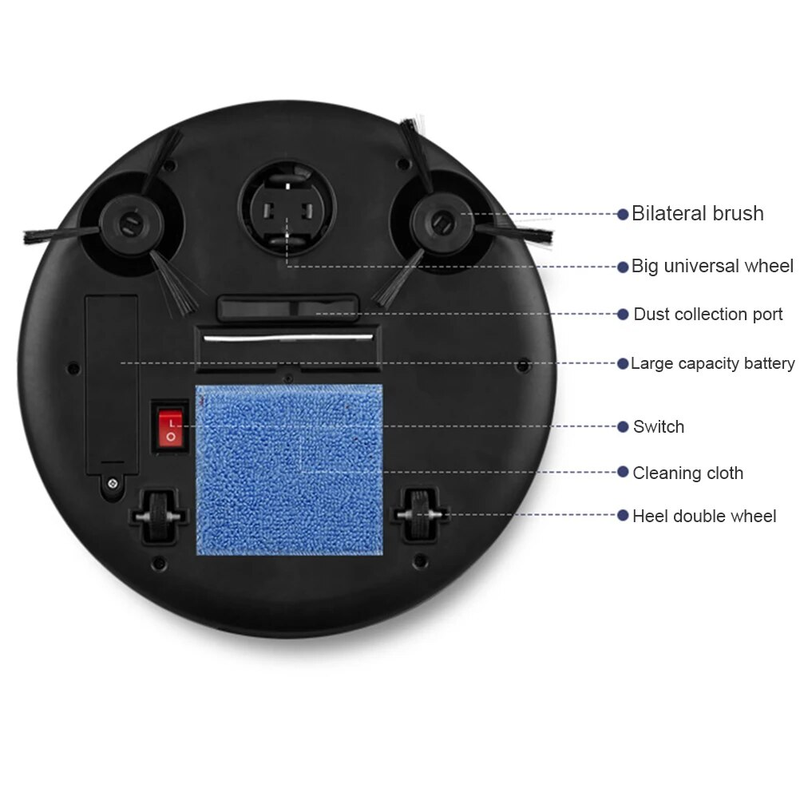 2024 USB ασύρματη ηλεκτρική σκούπα ρομπότ 3 σε 1 ρομπότ σκουπίσματος οικιακού καθαρισμού δαπέδου σάρωθρο χαλιών Συλλέκτης σκόνης_voghion.com