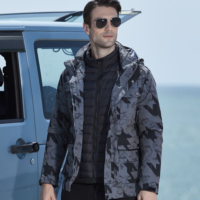 Winddichte wasserdichte 3-in-1-Wanderjacke für Herren im Freien_voghion.com