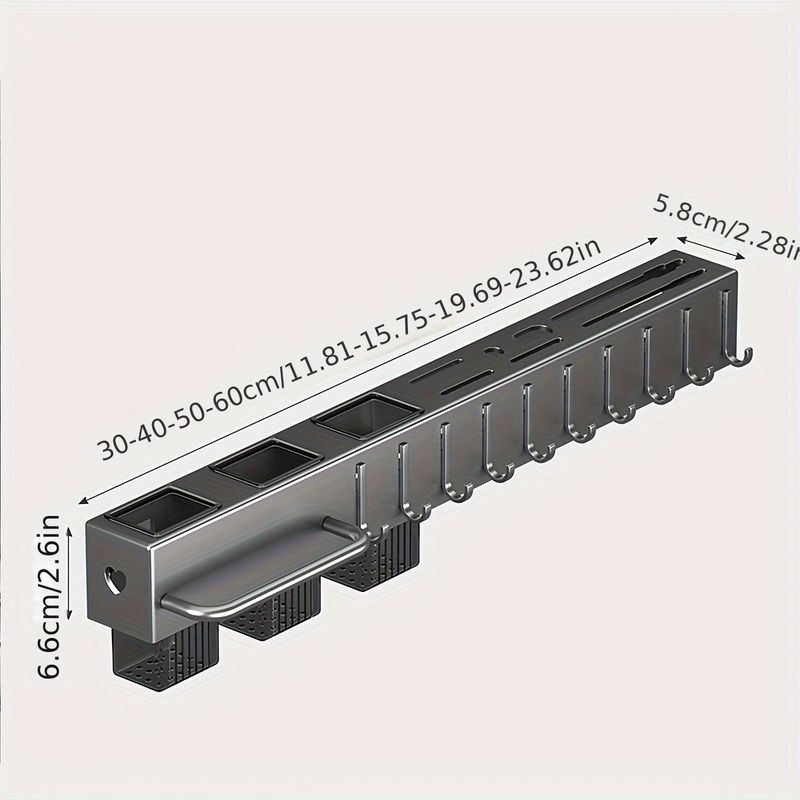 Wandmontierter Küchenmesserhalter mit integriertem Topfdeckelhalter, Essstäbchenhalter und Schneidebrett-Messeraufbewahrung_voghion.com
