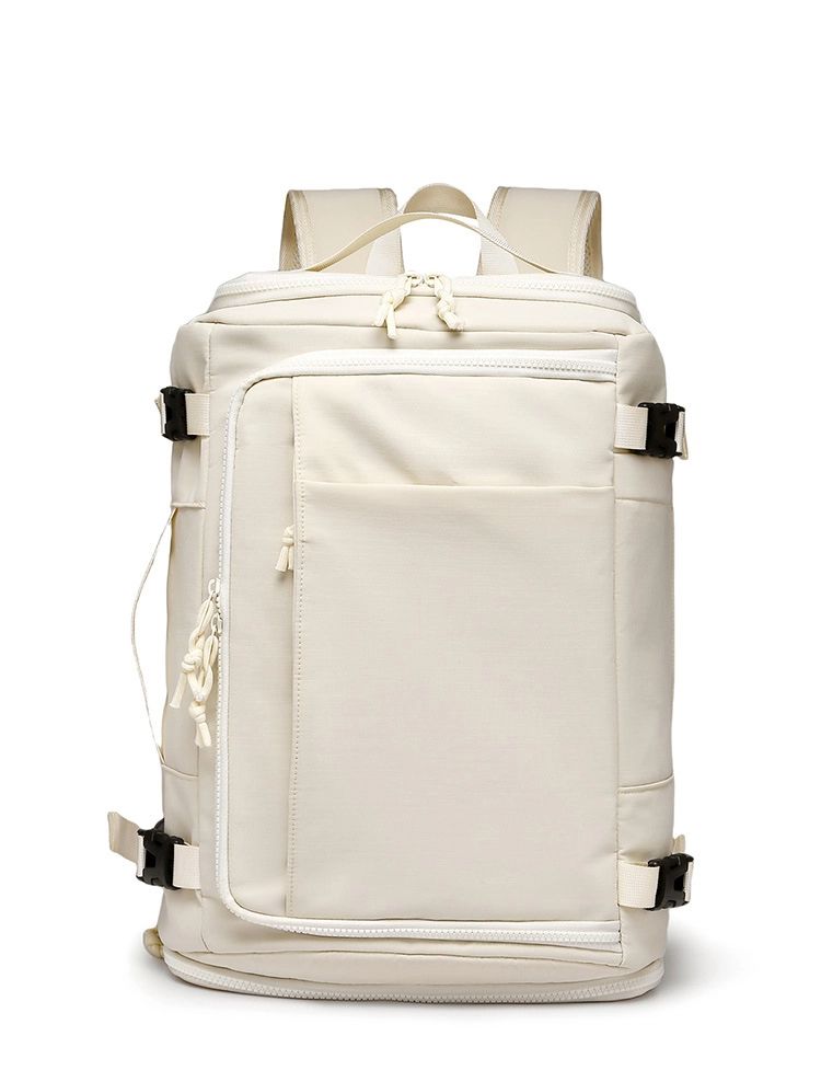Box Type Open Bag Outdoor Simple Backpack, Breathable And Load Reducing Backpack, Large Capacity Men's Bag, USB Independent Shoe Compartment_voghion.com