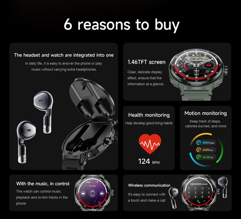 Özel Bluetooth Çağrı Saati Spor Kalp Atış Hızı Kan Oksijen Kan Basıncı İzleme Çok Fonksiyonlu Saat_voghion.com
