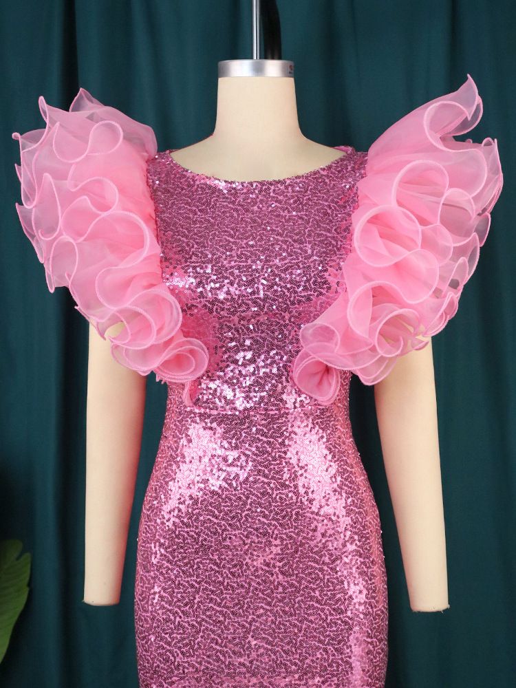Women's Clothing new style fantasy sequin round neck dress sexy celebrity style sleeveless one step dress maxi dress_voghion.com