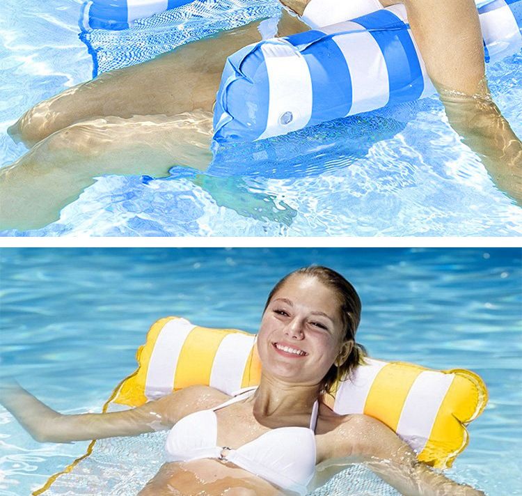 Aufblasbare Schwimmliege - Klappbare Rückenlehne mit Mesh-Netz für Pool, See & Strand_voghion.com