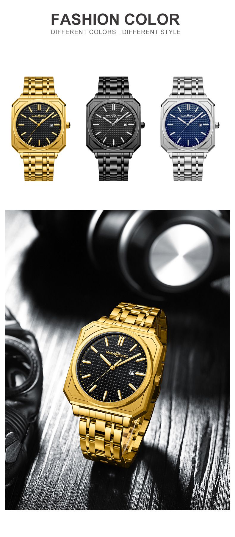Herren-Quarzuhr aus Edelstahl mit japanischem Miyota-Uhrwerk, Datumsanzeige, 30 m Wasserdichtigkeit, Mineralglas, Business-Casual-Stil_voghion.com