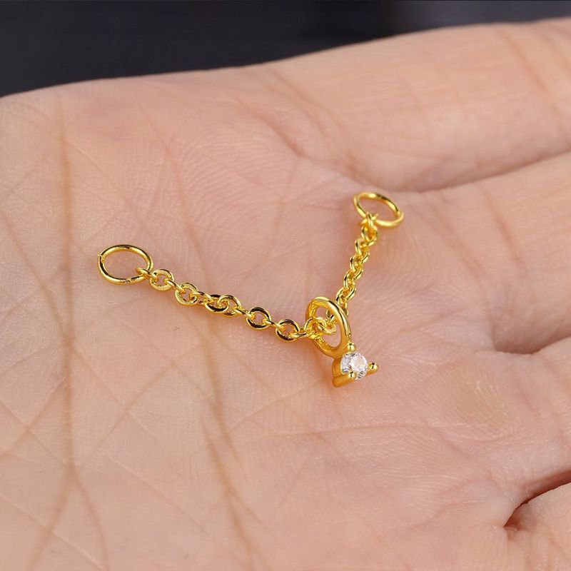 Unisex Persönlichkeit Piercing Ohr Knochen Ohrstecker Damen Zirkon Quaste Kette Ohrstecker Mode Ohrringe mit Kette_voghion.com