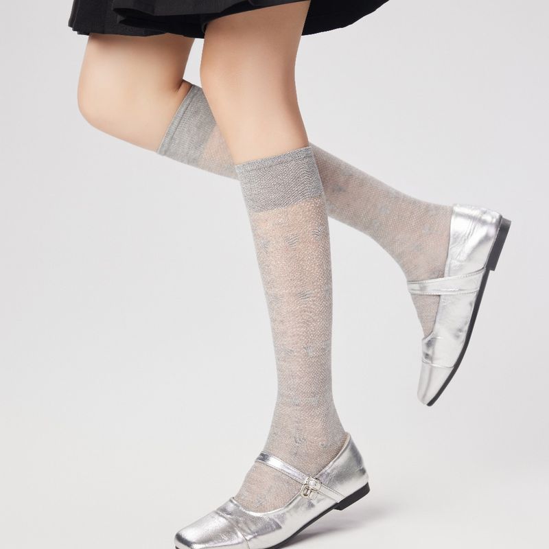 Ultra-Thin Seamless Pure Desire Style Heart-Shaped Calf Spring Summer Hollow Mesh Light Compression Slimming Trendy_voghion.com