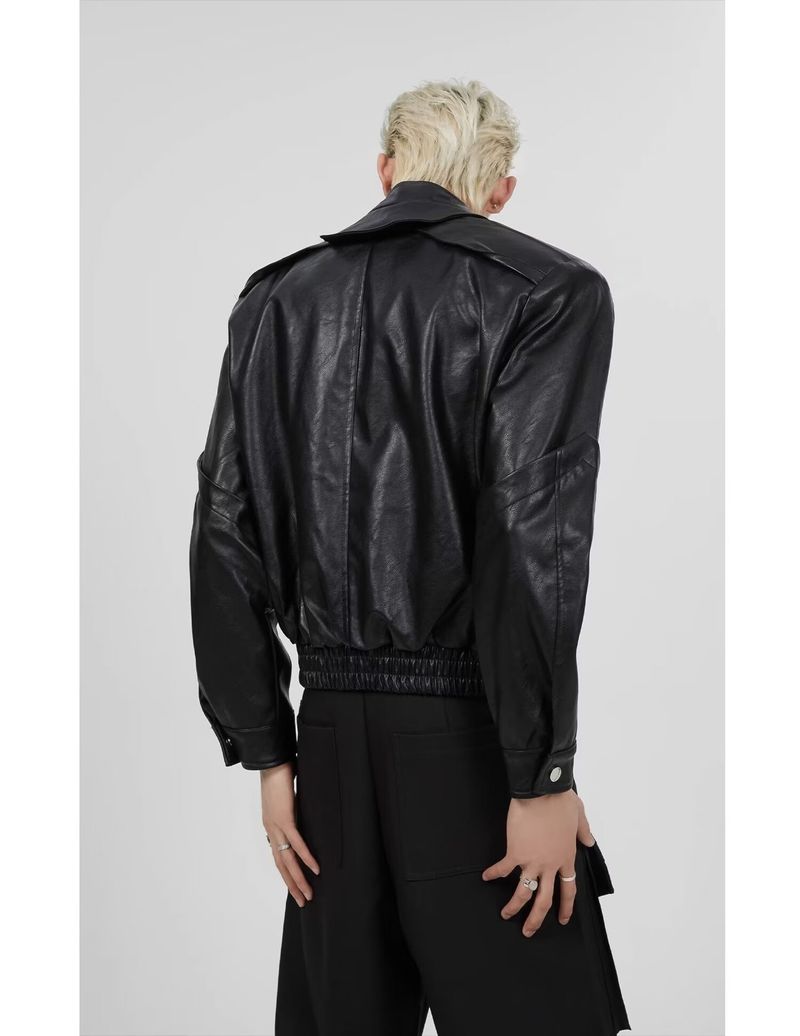 Vyriški drabužiai retro gatvės mados prekės ženklo PU odinė striukė, graži odinė striukė, skirta gatvės stiliui_voghion.com