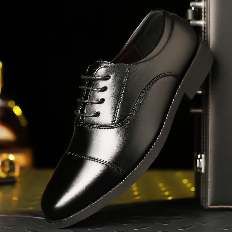 TerraStride Spring And Autumn New Business Leather Men, Three-Connector Formal Work Shoes, Security Guard Interview Casual Soft Sole_voghion.com