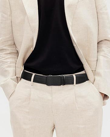 Ratschengürtel für Herren, 2er-Pack, Herren-Ledergürtel mit Klickverschluss, verstellbar, Schwarz/Braun, für Anzughosen, Jeans, Übergröße_voghion.com
