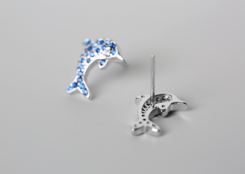 Sterling VENUS Sier Nuovo design Orecchini a forma di delfino in cristallo blu per le donne Forma animale alla moda All-_voghion.com