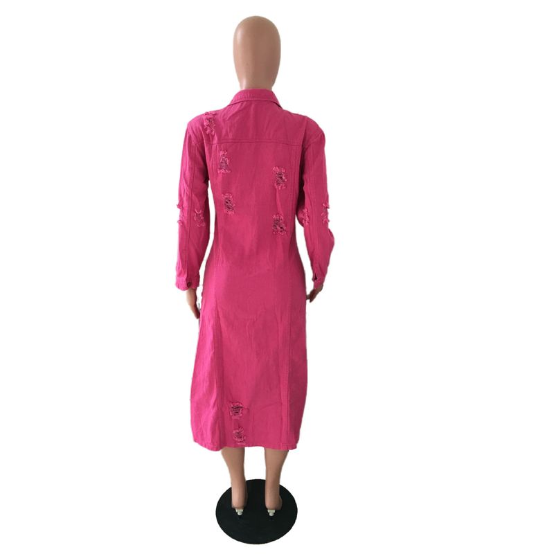 Women's fashion denim long trench cape ripped denim coat female dress_voghion.com