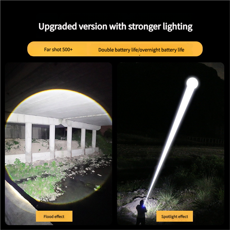 Arc Self-Defense Strong Light Strobe Telescopic Zoom Rechargeable Ignition Anti-Wolf Flashlight_voghion.com