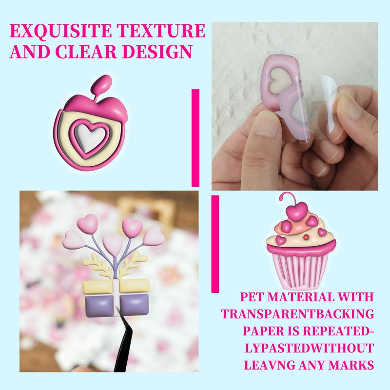 Schreibwaren Aufkleber Valentinstag Serie Aufkleber PET Material Wasserdicht Transparent Aufkleber Handy Shell Glas Tasse Dekoration_voghion.com