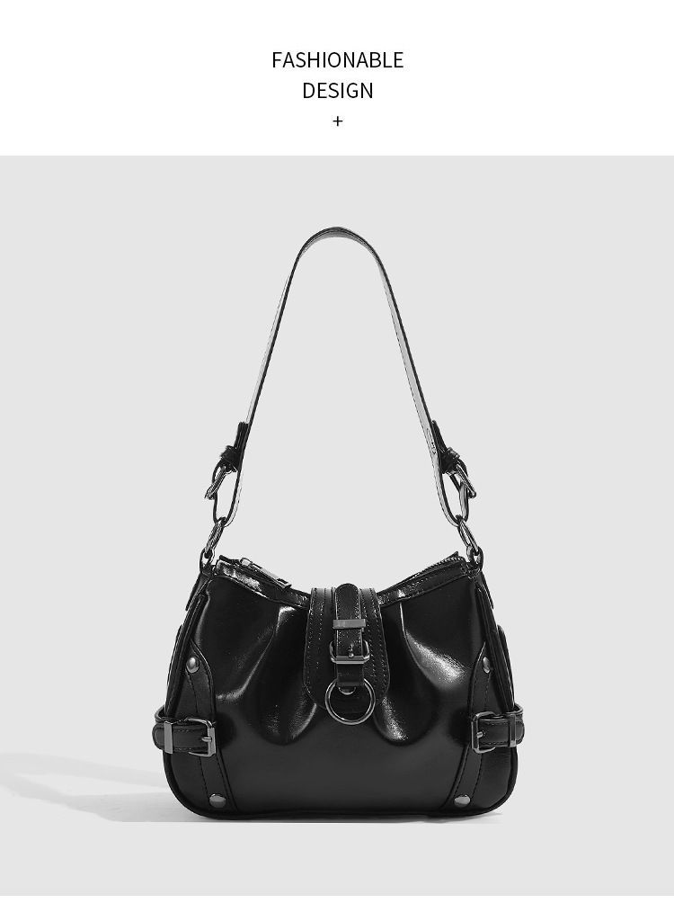 Borsa a tracolla Hobo alla moda per donna - Borsa a secchiello in morbida similpelle con chiusura a cerniera, elegante borsa a tracolla per outfit quotidiani. Borsa a mano e tracolla._voghion.com