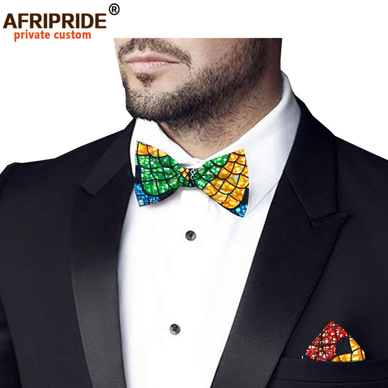 New hot selling African ethnic print batik business suit small square scarf bow tie combination AFRIPRIDE_voghion.com