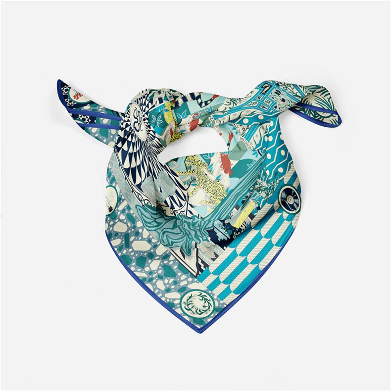 New Convenient Headband Simulation Warm Silk 53cm Printed Small Square Scarf_voghion.com