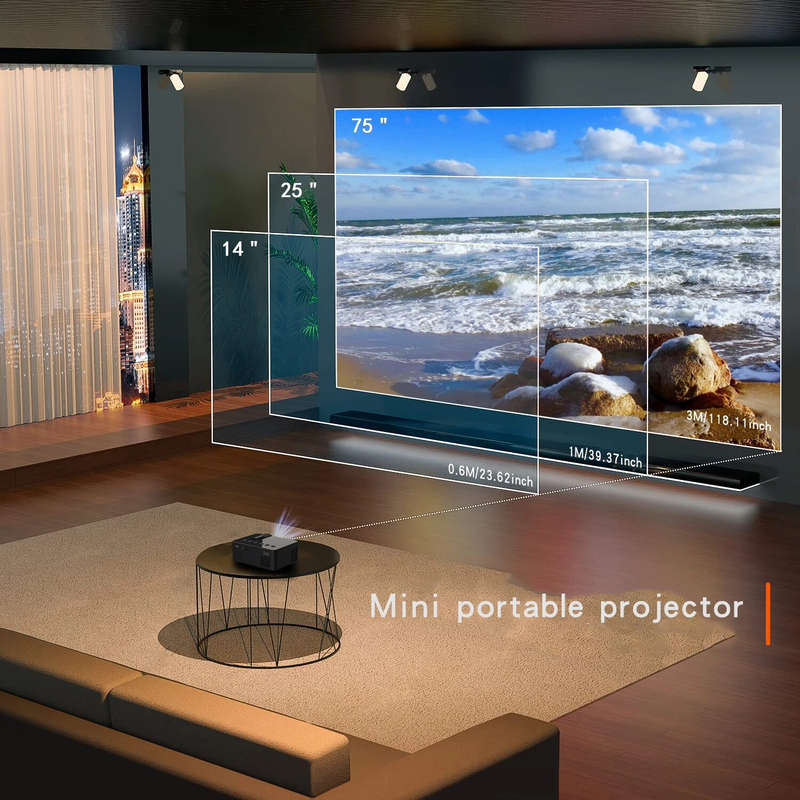 YT100 Wireless Mobile Phone Mini Full HD Video Projector, Portable Outdoor Indoor Projector_voghion.com