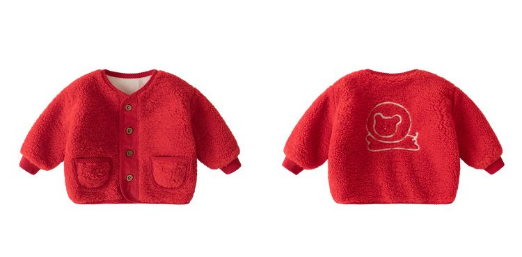 Zēnu rudens un ziemas jēra vilnas mētelis, bērnu ziemas sabiezināts uzvalks meitenēm, moderns_voghion.com