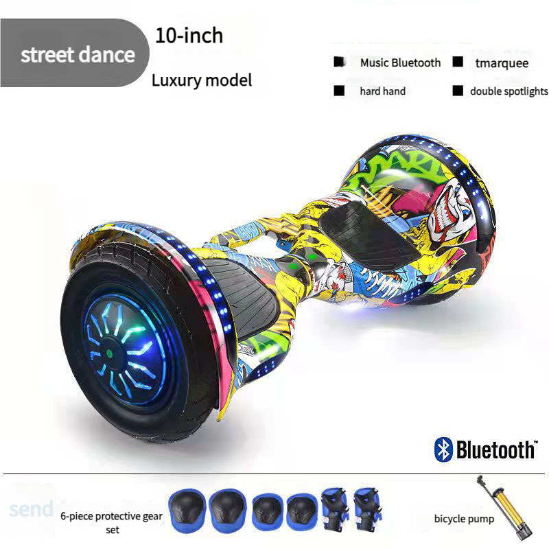 10-calowy samobalansujący samochodzik dla dorosłych, 7-calowy dwukołowy, inteligentny elektryczny samochodzik balansujący z kierownicą dla dzieci w wieku 7-12 lat_voghion.com