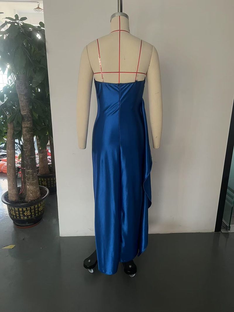 Abito da donna sexy, sottile, con vita a V profonda, in raso, con spalline trasparenti e bretelle_voghion.com