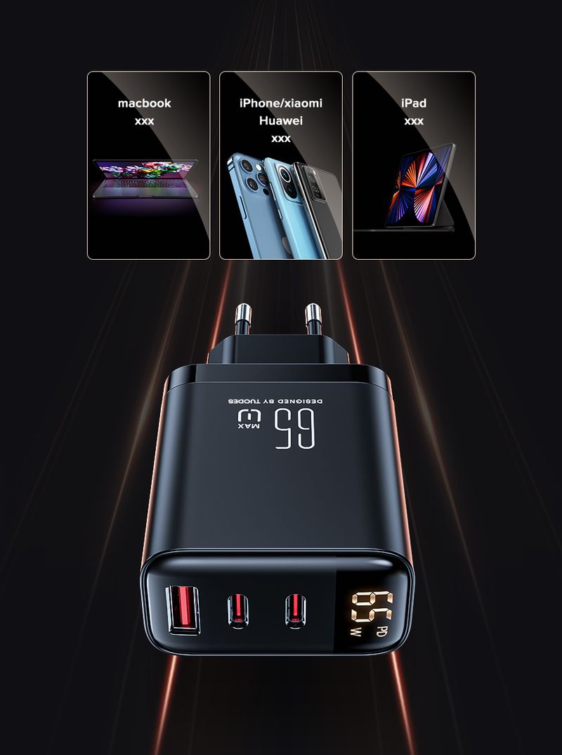 65W GaN Charger PPS PD USB Type C Fast Charging QC4.0 Quick Charge For IPhone 17 Book Air Tablet Samsung Xiaomi_voghion.com