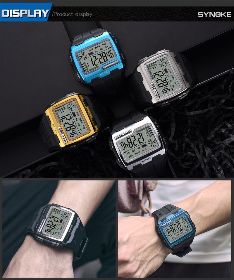 Orologio sportivo da uomo, militare, quadrato, digitale, orologio elettronico da uomo, LED, allarme, orologio da polso impermeabile, Dropshipping, nuovo_voghion.com