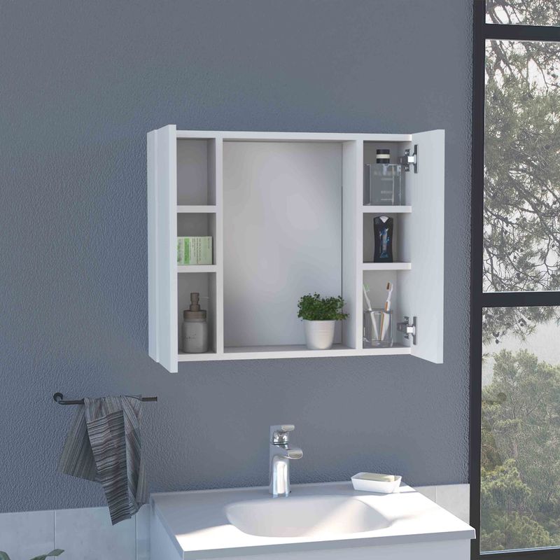 Artemisa Medicine Cabinet, Double Door, Mirror, One External Shelf -White_voghion.com