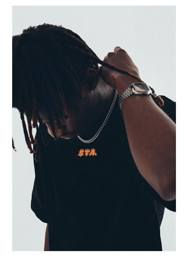 Herren STA National Trend Flamme Kleinbuchstaben Logo bedruckt Kurzarm Jungen und Mädchen Trendy Marken Tops T-Shirt Reine Baumwolle Halbarm Paarbekleidung_voghion.com