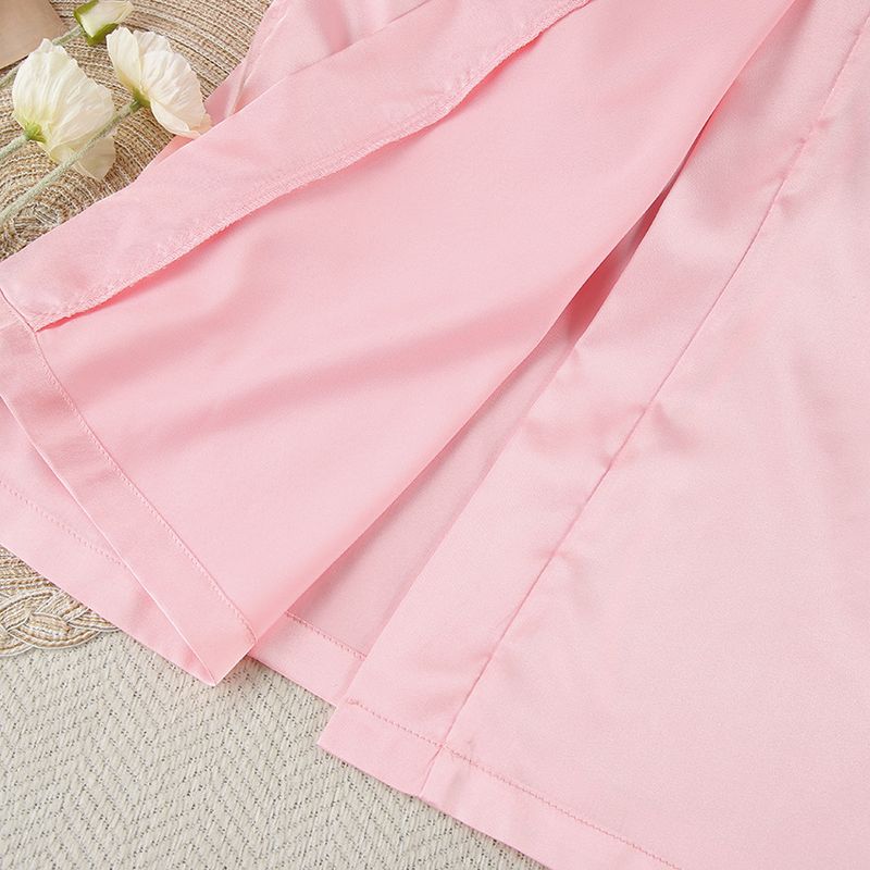 Women's Sleepwears Summer New Simulation Silk Fashion Breathable Pink Feather Mesh Short Nightgown Ladies Home Clothes_voghion.com