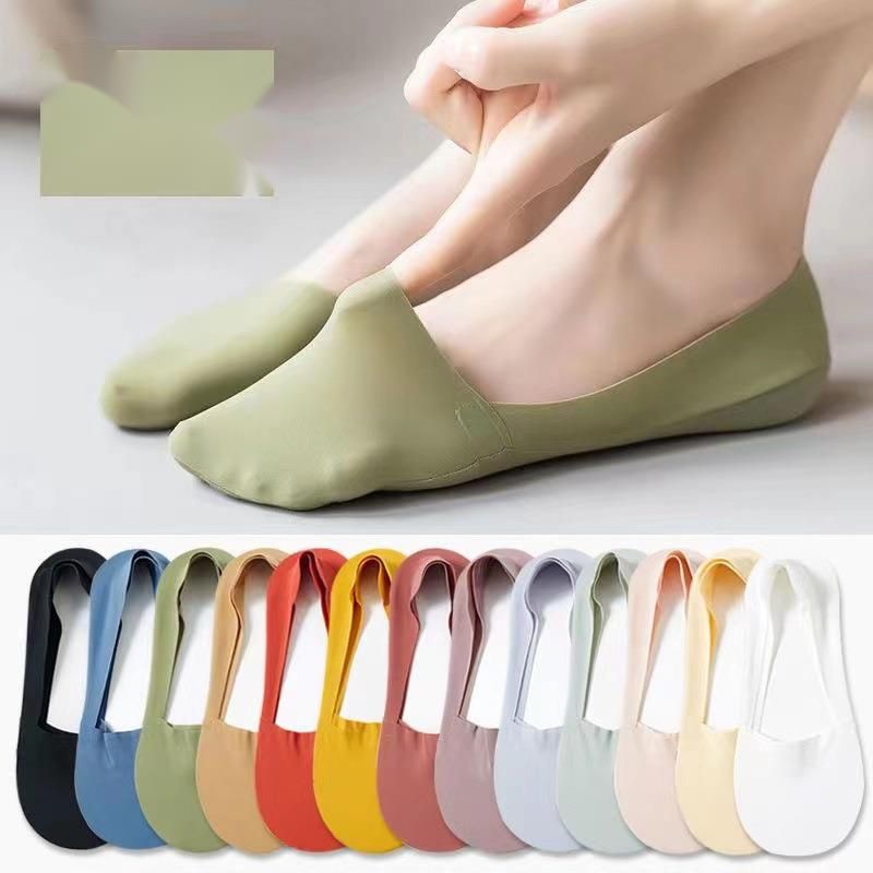Calzini corti invisibili, bassi, bassi e antiscivolo, alla moda, da donna, in seta di ghiaccio, estivi, sottili e alla moda, all'ingrosso_voghion.com