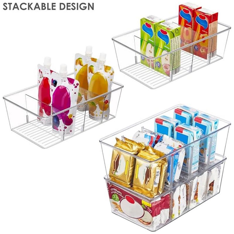 Scatola per snack, scatola per conservare bustine di tè, scatola di finitura da scrivania a quattro griglie, cucina trasparente per alimenti, scatola per conservare in frigorifero._voghion.com