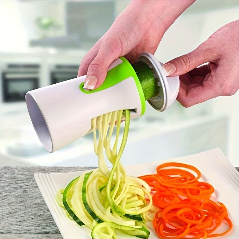 Juego de cortador en espiral de acero inoxidable: cortador manual de frutas y verduras, adecuado para pepinos, zanahorias, etc. Adecuado para cocinas familiares y restaurantes_voghion.com