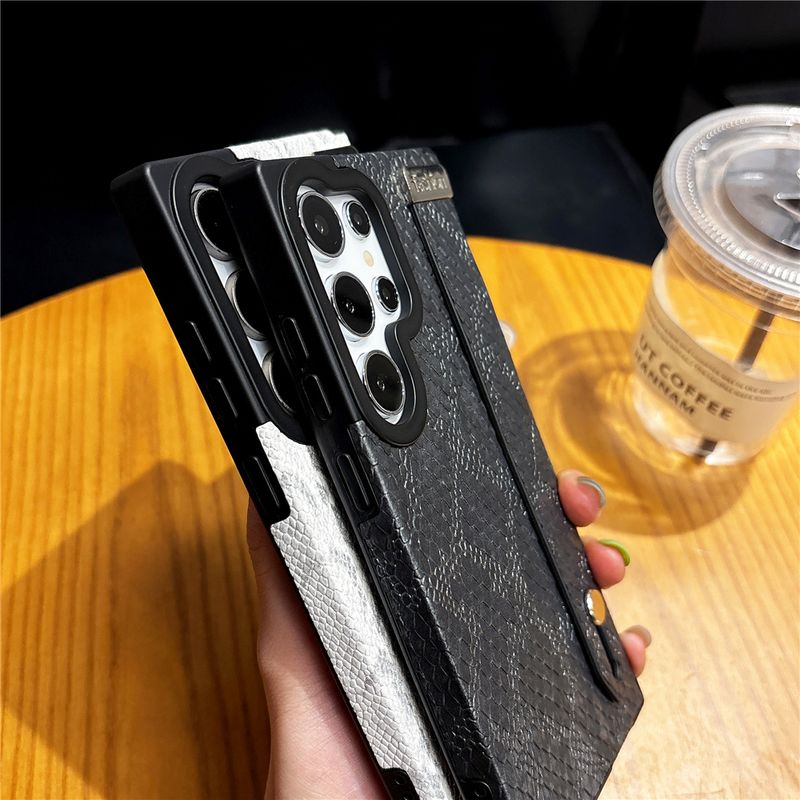Custodia in pelle con trama in pelle di serpente per Samsung S25 Ultra S24 Plus, custodia in silicone morbido con ricarica wireless magnetica_voghion.com