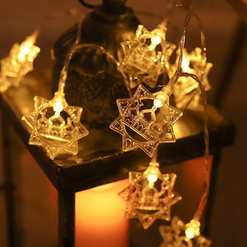 Cross-Border LED String Festival Decoration Colorful Star Accompanying Moon Flashing Lights Wholesale_voghion.com