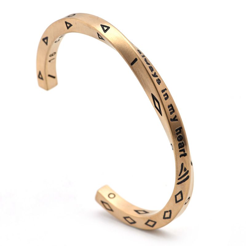 Women's Jewelry Nordic Style Titanium Steel Viking Text Personality Bracelet C Shaped Hand Jewelry Retro Twisted Open Bracelet_voghion.com