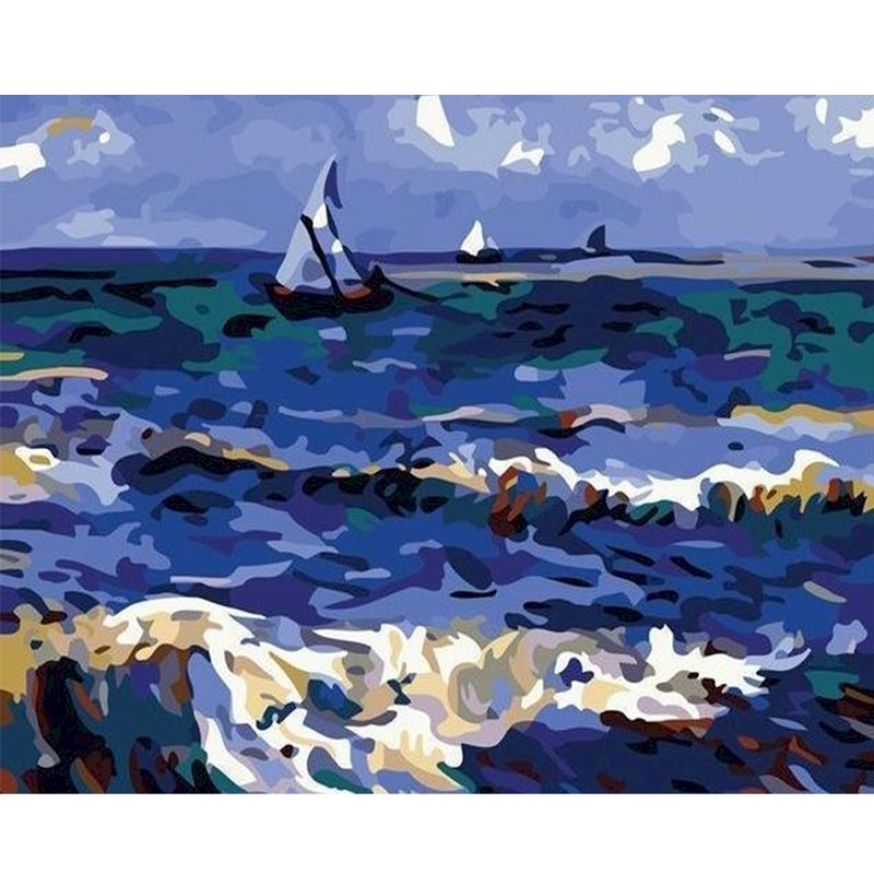 RUOPOTY Abstract Painting By Numbers Hand Painting Decorative Paintings Sea Sailboat Painting Numbers Home Decor Wall Art Gift_voghion.com