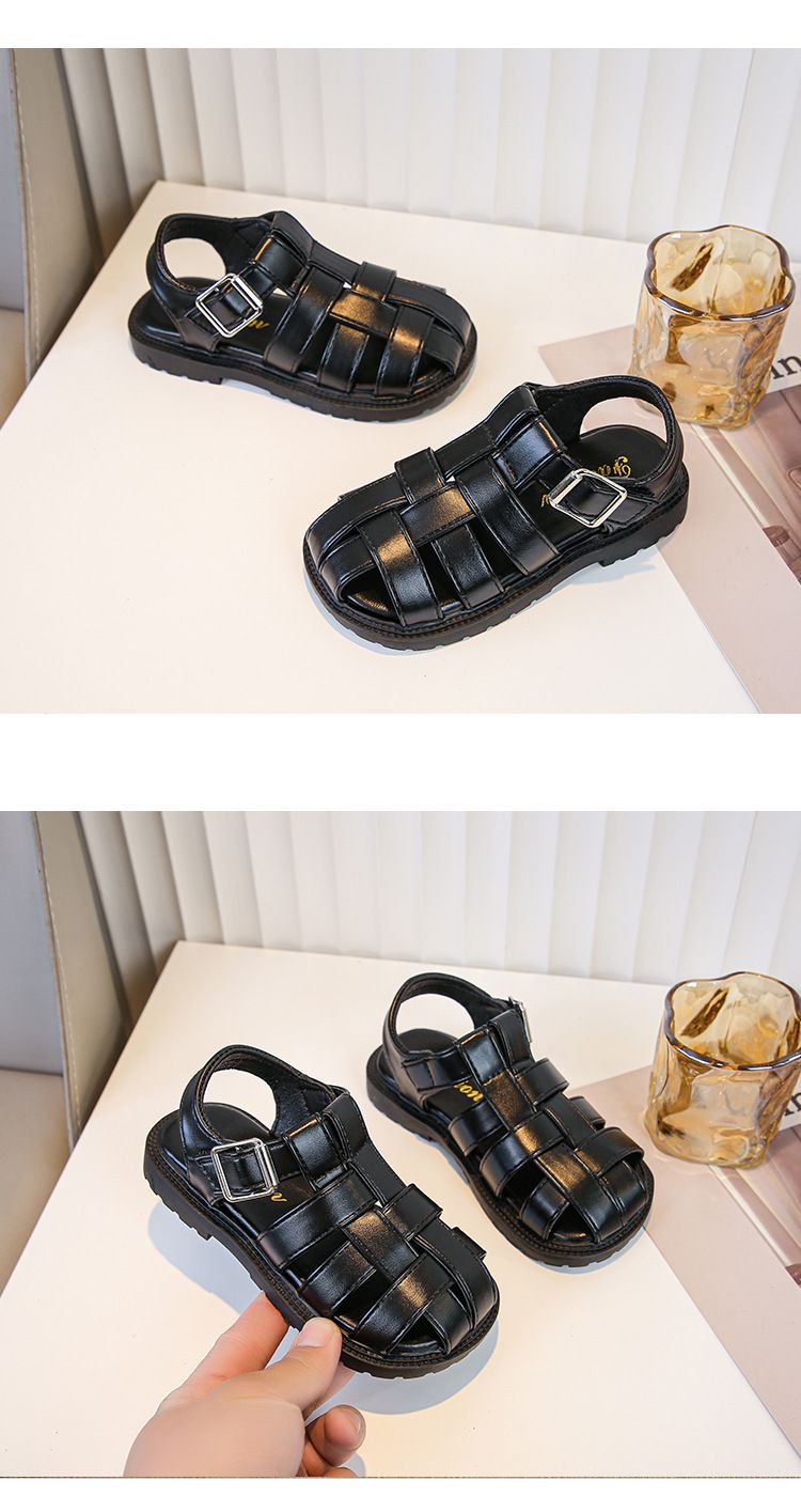 Mädchen 2024 Sommer Neue Koreanische Ausgabe Kinder Baotou Sandalen Gestrickte Jungen Weiche Sohle Strandschuhe_voghion.com