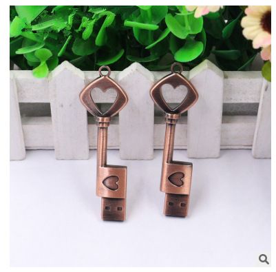 Foreign trade cross-border heart-shaped gift USB 64G key USB wholesale creative USB 32G metal key USB 16G_voghion.com