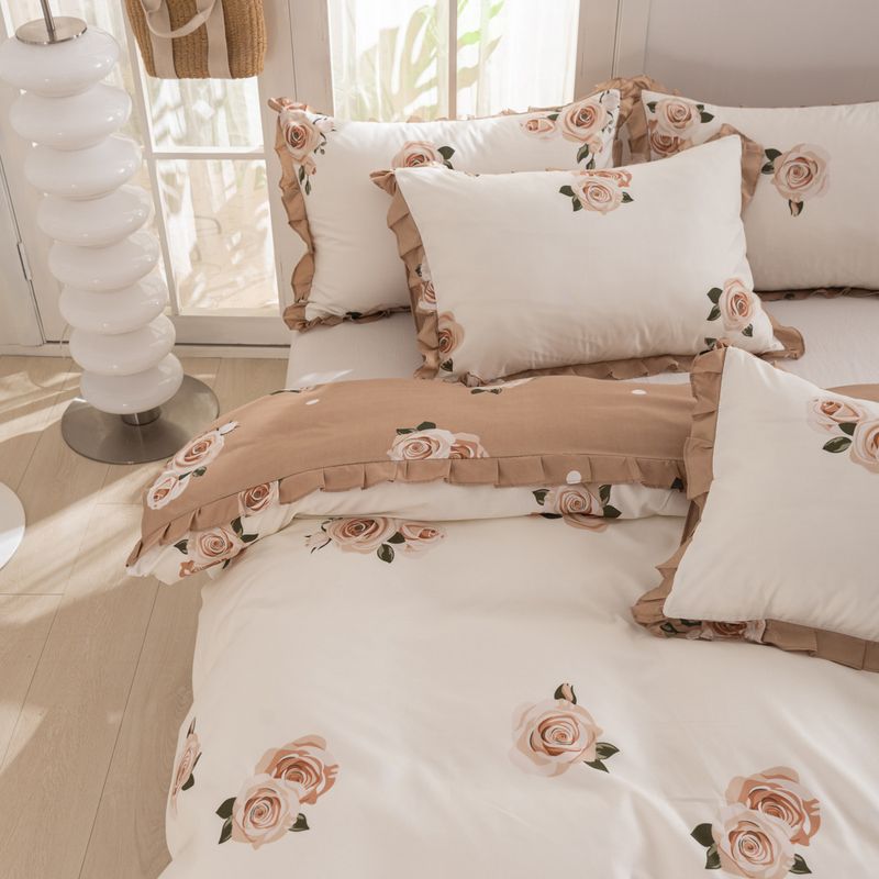 Dormeur Series Duvet Cover Set - Soft Brushed Polyester, Floral Printed, Active Dyed (AR/UK Sizes) | Bedding Set With Pillowcases, Lightweight & Cozy_voghion.com