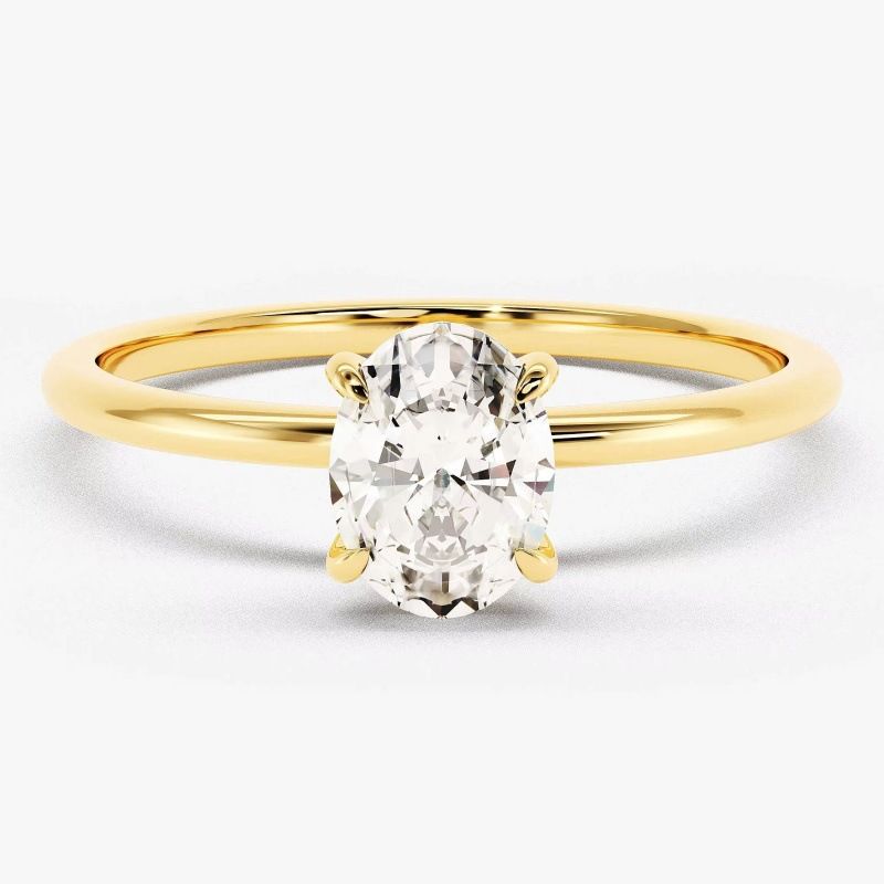 Anello ovale in moissanite da donna, a quattro griffe, semplice, placcato in oro, in argento sterling S925, a forma di uovo_voghion.com