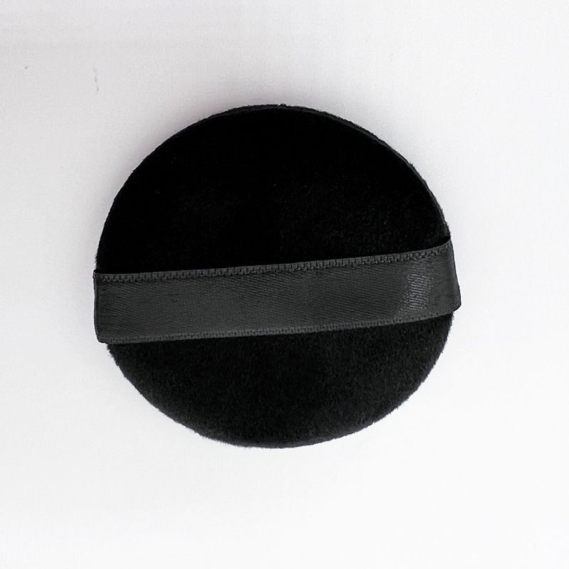 Super Soft Crystal Velvet Black Short Hair Cushion Sponge Small Round Dry Setting Loose Powder Puff_voghion.com