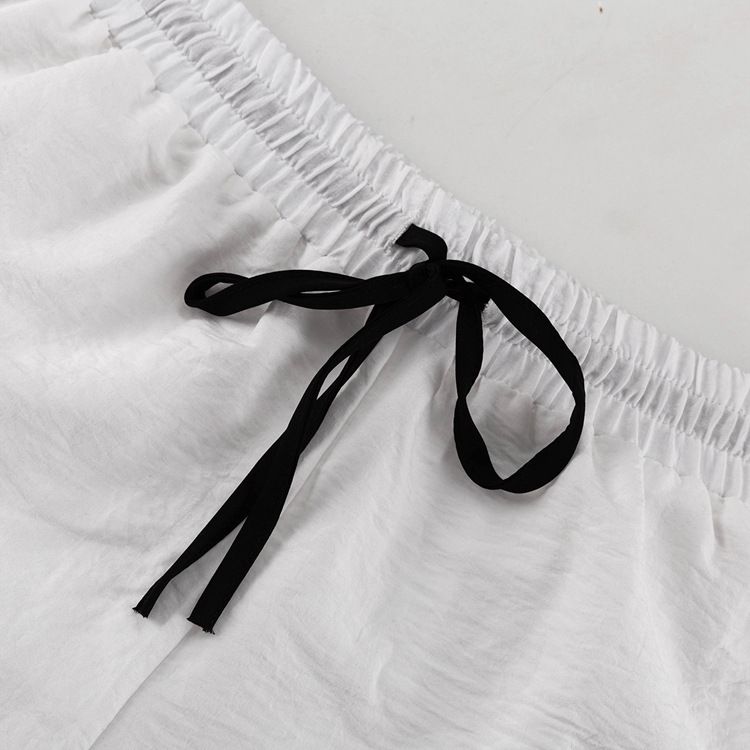 Jachetă cardigan cu mânecă lungă și rever pentru femei, pantaloni scurți largi cu șireturi, costum casual din două piese_voghion.com