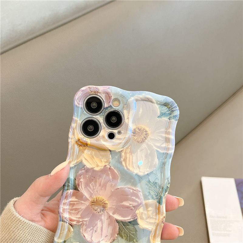 Twisted Edge Ölgemälde Blume IPhone 16 Handyhülle Iphone 15promax Blaues Licht Weich 14 Weiblich 13 Trendy_voghion.com