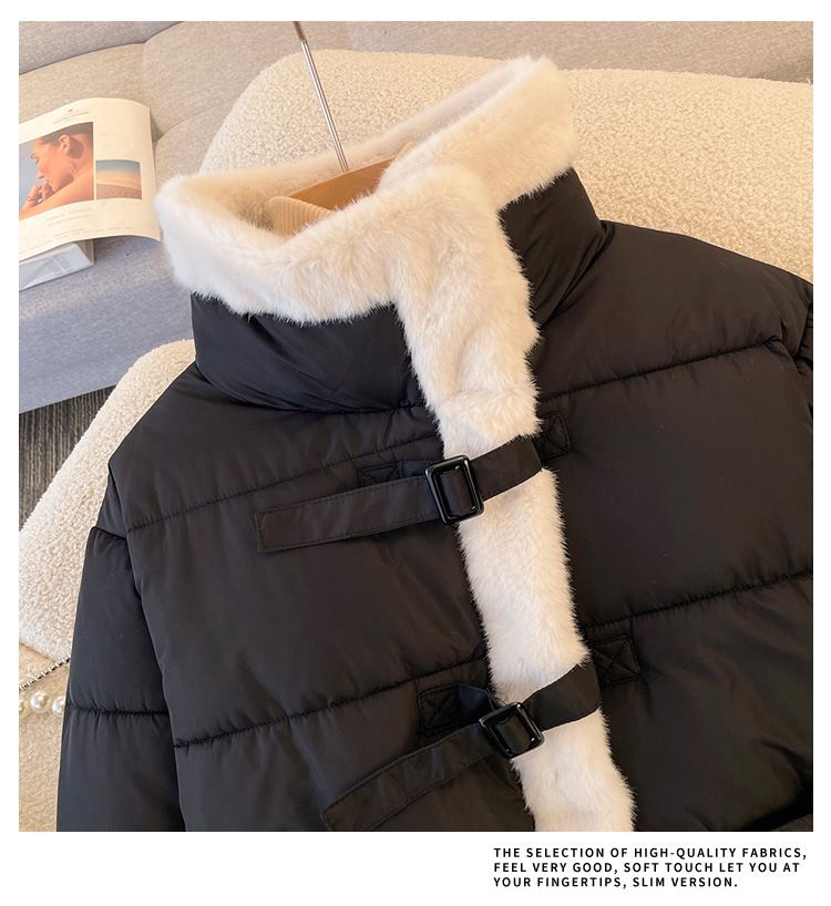 Veste courte en coton pour femme, élégante et matelassée, avec doublure polaire, coupe ample, chaude et confortable, pour homme et femme._voghion.com